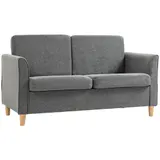 HOMCOM 2 Sitzer Sofa, Couch mit Holzbeine, Leinenoptik, Gepolsterter Polstersofa, Doppelsofa im Modern-Stil für Wohnzimmer, Schlafzimmer, Grau   Aosom – Bild 1