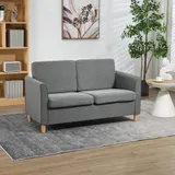 HOMCOM 2 Sitzer Sofa, Couch mit Holzbeine, Leinenoptik, Gepolsterter Polstersofa, Doppelsofa im Modern-Stil für Wohnzimmer, Schlafzimmer, Grau   Aosom – Bild 3
