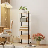 HOMCOM Standregal Badregal aus Bambus und Stahl, mit 4 Ablagen, Küchenregal 4-stöckiges Bücherregal für Bad, Wohnzimmer, Flur, Küche, 36,5 x 33 x 110 cm, Natur   Aosom – Bild 3
