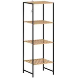 HOMCOM Standregal Badregal aus Bambus und Stahl, mit 4 Ablagen, Küchenregal 4-stöckiges Bücherregal für Bad, Wohnzimmer, Flur, Küche, 36,5 x 33 x 110 cm, Natur   Aosom – Bild 1