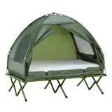 Outsunny Erhöhtes Campingbett mit Kuppelzelt und Luftmatratze inkl. Pumpe, Taft, grün, 193 x 136 x 178 cm für Outdoor Abenteuer   Aosom.de – Bild 1