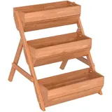 Outsunny Vertikales Hochbeet mit 3 Etagen Vertikalbeet aus Holz Blumenkasten mit 3 Pflanzkästen Ablauflöchern Blumenbeet Kräuterbeet Blumentreppe für Terrasse Balkon Garten 65 x 75 x 76 cm Braun   Aosom – Bild 1