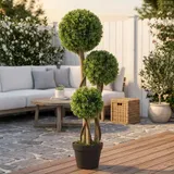 HOMCOM Künstliche Pflanze, 90 cm， Kunstpflanze, Buchsbaum im Blumentopf, Kunstbaum mit UV-Schutz, Zimmerpflanze für Wohnzimmer, Hellgrün  Aosom – Bild 3