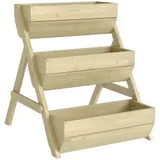 Outsunny Vertikales Hochbeet mit 3 Etagen Vertikalbeet aus Holz Blumenkasten mit 3 Pflanzkästen Ablauflöchern Blumenbeet Kräuterbeet Blumentreppe für Terrasse Balkon Garten 65 x 75 x 76 cm Grün   Aosom – Bild 1