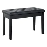 HOMCOM Klavierhocker Klavierbank traditioneller Landhausstil mit Stauraum, Gummiholz, Kunstleder schwarz, 76x36x50 cm für Musiker   Aosom.de – Bild 1