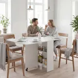 HOMCOM Esstisch Klapptisch Schreibtisch Beistelltisch Tisch Ablagefläche Holz Weiß 80 x 140 x 74 cm   Aosom – Bild 3