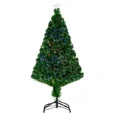 HOMCOM Weihnachtsbaum künstlicher Christbaum 120 cm mit LED Lichtfaser Farbwechsler und Metallständer grün für festliche Dekoration   Aosom.de – Bild 1