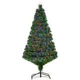 HOMCOM Weihnachtsbaum künstlicher Christbaum 150 cm mit LED Lichtfaser Farbwechsler und Metallständer, grüner Tannenbaum für festliche Dekoration   Aosom.de – Bild 1