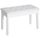 HOMCOM Klavierhocker Klavierbank im Landhausstil mit Stauraum aus Gummiholz und Kunstleder, weiß, 76 x 36 x 50 cm für Musikliebhaber   Aosom.de – Bild 1