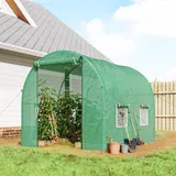 Outsunny Foliengewächshaus Tomatengewächshaus Treibhaus Folientunnel Frühbeet mit Fenster Grün 245 x 200 x 198 cm   Aosom – Bild 3
