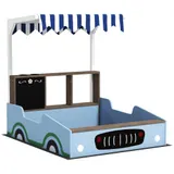AIYAPLAY Sandkasten mit Dach, 90 x 108 cm Sandkiste aus Holz Sandbox mit Sitzbank, Zeichentafel, Pflanzkästen, Einkaufsladen-Design für 2 Kinder 3-7 Jahre Blau   Aosom – Bild 1