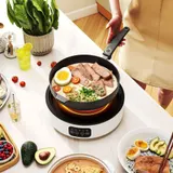 HOMCOM Glaskeramikkochfeld 2 in 1 Kochfeld mit Grillplatte Stecker LED-Touch-Steuerung 2000 W 36 cm Infrarot Herdplatte mit 4 Heizstufen Fettauffangschale für Alle Töpfe   Aosom – Bild 3