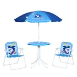 Outsunny Kindersitzgruppe Campingset Gartentisch mit 2 Klappstühlen und Sonnenschirm für Kinder 3-6 Jahre Blau   Aosom.de – Bild 1