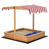 Outsunny Sandkasten ohne Boden, höhenverstellbar, Sandkiste mit Dach, Sandkasten mit Abdeckung, Natur  Aosom – Bild 1