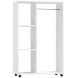 HOMCOM Mobiler Kleiderschrank Holzschrank Garderobenschrank Dielenschrank offen Weiß   Aosom – Bild 1