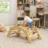 AIYAPLAY Montessori Klettergerüst Indoor, 2 in 1 Kletterbogen zum Klettern, Kletterspielzeug aus Holz, für Kinder 2-4 Jahre, Indoor, Naturholz   Aosom – Bild 3