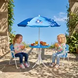 Outsunny Kindersitzgruppe Campingset Gartentisch mit 2 Klappstühlen und Sonnenschirm für Kinder 3-6 Jahre Blau   Aosom.de – Bild 3
