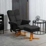 HOMCOM Relaxsessel mit Fußhocker, Stauraum, Elektrischer Massagesessel mit Liegefunktion, Drehbarer Fernsehsessel mit Seitentasche, Fernbedienung, Holzrahmen, Polyester, Schwarz   Aosom – Bild 3