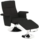 HOMCOM Relaxsessel mit Fußhocker, Drehbar Massagesessel mit Liegefunktion, 8 Punkt-Vibrationsmassage, Elektrischer Fernsehsessel mit Fernbedienung, Leinenoptik, Stahl, Schwarz   Aosom – Bild 1
