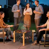 Outsunny 2-in-1 Feuerschale Ø75 x 58 cm Feuerstelle mit Funkenschutz Schürhaken Grillrost Feuerschalen Feuerkorb für Garten, Balkon Terrasse, Outdoor BBQ Camping Schwarz+Braun   Aosom – Bild 3