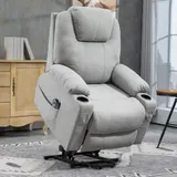 HOMCOM Fernsehsessel Aufstehhilfe elektrisch Relaxsessel Liegefunktion Heizfunktion 1 Motor Massagefunktion Taschenfederkern Hellgrau   Aosom – Bild 3