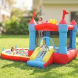 AIYAPLAY Hüpfburg mit Gebläse Aufblasbar Spielcenter mit Rutsche Trampolin Planschbecken/Bällebad Basketballkorb Wasserpistole Bouncy Castle für 3-8 Jahre Kinder für Indoor & Outdoor 342x255x209 cm   Aosom – Bild 3