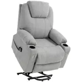 HOMCOM Fernsehsessel Aufstehhilfe elektrisch Relaxsessel Liegefunktion Heizfunktion 1 Motor Massagefunktion Taschenfederkern Hellgrau   Aosom – Bild 1