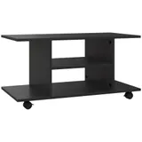 HOMCOM TV-Schrank Fernsehschrank TV Lowboard mit offenen Ablageflächen 4 Rollen TV-Bank Fernsehtisch bis zu 42 Zoll Spanplatte Schwarz 80 x 40 x 40cm   Aosom – Bild 1