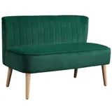 HOMCOM Sofa 2 Sitzer Couch, Kleine Loveseat mit Samt-Optik Modern Polstersofa für Wohnzimmer, Schlafzimmer, kleinen Raum, Dunkelgrün 117 x 56,5 x 77 cm   Aosom – Bild 1