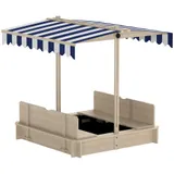 Outsunny Sandkasten mit Deckel, verstellbar, Sandkiste, Kindersandkasten, Tannenholz, Natur   Aosom.de – Bild 1