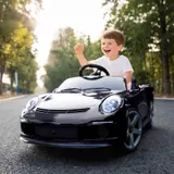 AIYAPLAY Kinder Elektroauto 12V Kinderauto mit 2,4 GHz Fernbedienung, 2 Motor, Kinderfahrzeug mit Softstart, Federungssystem, MP3-Player, Hupe, USB, LED-Leuchten, für 3-5 Jahre, Schwarz   Aosom – Bild 3