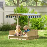 Outsunny Sandkasten mit Deckel, verstellbar, Sandkiste, Kindersandkasten, Tannenholz, Natur   Aosom.de – Bild 3