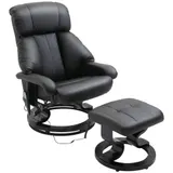 HOMCOM TV Sessel mit Liegefunktion, tiefe Polsterung, hohe Rückenlehne und Armlehnen, 360° Drehbar, Kunstleder, 76L x 80B x 102H cm, Schwarz   Aosom – Bild 1