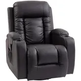 HOMCOM Relaxsessel verstellbar Massagesessel mit Liegefunktion, Heizung, Drehbar Fernsehsessel mit Wippfunktion, Becherhalter, Seitentasche, Timer, Kunstleder für Wohnzimmer Dunkelbraun   Aosom – Bild 1