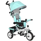 HOMCOM 6-in-1 Dreirad mit Schubstange, Kinderdreirad mit abnehmbarem Sonnendach, Laufrad mit 5-Punkt-Sicherheitsgurt, Korb, Getränkehalter, für 1-5 Jahre Kinder, Grün   Aosom – Bild 1