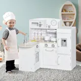 HOMCOM Kinderküche Spielküche mit elektronischem Wasserspender, Mikrowelle und Kühlschrank, Puppenküche mit Backofen, Kochgeschirrset, Küchenzubehör für Kinder ab 3 Jahren, Weiß   Aosom – Bild 3