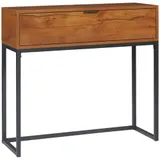 HOMCOM Konsolentisch mit Schublade, Sofatisch Flurtisch, Beistelltisch für Wohnzimmer & Flur, Stahl, Natur, 80x30x76 cm   Aosom.de – Bild 1