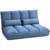 HOMCOM 2 in 1 Bodensofa klappbar, 102L x 73B x 60H cm, mit 3-Fach verstellbarer Rückenlehne, Sitzkissen, Samt, Stahl, Blau  Aos – Bild 1