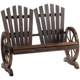 Outsunny Gartenbank mit Armlehne, Sitzbank, Gartenmöbel, Rustikale Bank, Massivholz, Dunkelbraun, 108 x 66 x 95 cm   Aosom – Bild 1