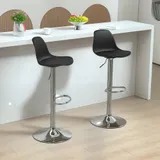 HOMCOM Barhocker 2er Set, Gepolstert Barstuhl mit Stahlgestell, Lehne, Höhenverstellbar Küchenstühle mit Fußstütze 360° Drehbar Tresenhocker für Küche, Wohnzimmer, Esszimmer, Kunstleder Schwarz   Aosom – Bild 3