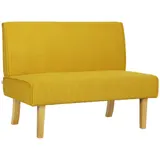 HOMCOM 2 Sitzer Sofa, Couch mit Cord-Optik, Holzbeine, Gepolsterter Polstersofa, Doppelsofa für Schlafzimmer, Wohnzimmer, 110 x 62 x 85 cm, Gelb   Aosom – Bild 1