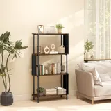 HOMCOM Bücherregal, Standregal, Schmales Regal mit 4 Ebenen, Geschwungenem Design, freistehend Büroregal für Wohnzimmer, Schlafzimmer, Büro, Küche, 80 x 30 x 141 cm, Braun   Aosom – Bild 3