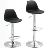 HOMCOM Barhocker 2er Set, Gepolstert Barstuhl mit Stahlgestell, Lehne, Höhenverstellbar Küchenstühle mit Fußstütze 360° Drehbar Tresenhocker für Küche, Wohnzimmer, Esszimmer, Kunstleder Schwarz   Aosom – Bild 1
