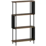 HOMCOM Bücherregal, Standregal, Schmales Regal mit 4 Ebenen, Geschwungenem Design, freistehend Büroregal für Wohnzimmer, Schlafzimmer, Büro, Küche, 80 x 30 x 141 cm, Braun   Aosom – Bild 1