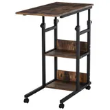 HOMCOM Couchtisch mit Rollen höhenverstellbar Beistelltisch mit 2 Regalen Metall Schwarz 80x40x72-82 cm für Wohnzimmer & Büro   Aosom.de – Bild 1