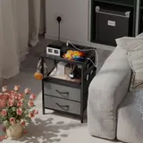 HOMCOM Couchtisch Beistelltisch mit Ladestation, Stahlrahmen, schlanker Wohnzimmertisch mit USB-C-Anschlüssen, 2 Stoffschubladen, Haken, Aufbewahrungstasche, Kaffeetisch für Wohnzimmer Schwarz   Aosom – Bild 3