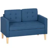 HOMCOM 2 Sitzer Sofa, Couch mit Stauraum, Holzbeine, Gepolsterter Polstersofa mit Samtoptik für Wohnzimmer, Schlafzimmer, 117x 62 x 78 cm, Blau   Aosom – Bild 1