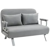 HOMCOM Schlafsofa Zweisitzer  Bettfunktion & Kissen, Verstellbares Sofa, bis 150kg, Hellgrau  Aosom – Bild 1