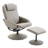 HOMCOM Relaxsessel Fernsehsessel 360° drehbar mit Fußstütze in Grau, L78 × B71 × H101 cm, bequemer Armsessel für Wohnzimmer   Aosom.de – Bild 1