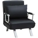 HOMCOM 2-in-1 Schlafsofa mit verstellbarer Rückenlehne 65L x 77B x 80H cm, abnehmbarer Bezug, Kissen, stabil und rostfrei, Polyester Schwarz   Aosom.de – Bild 1